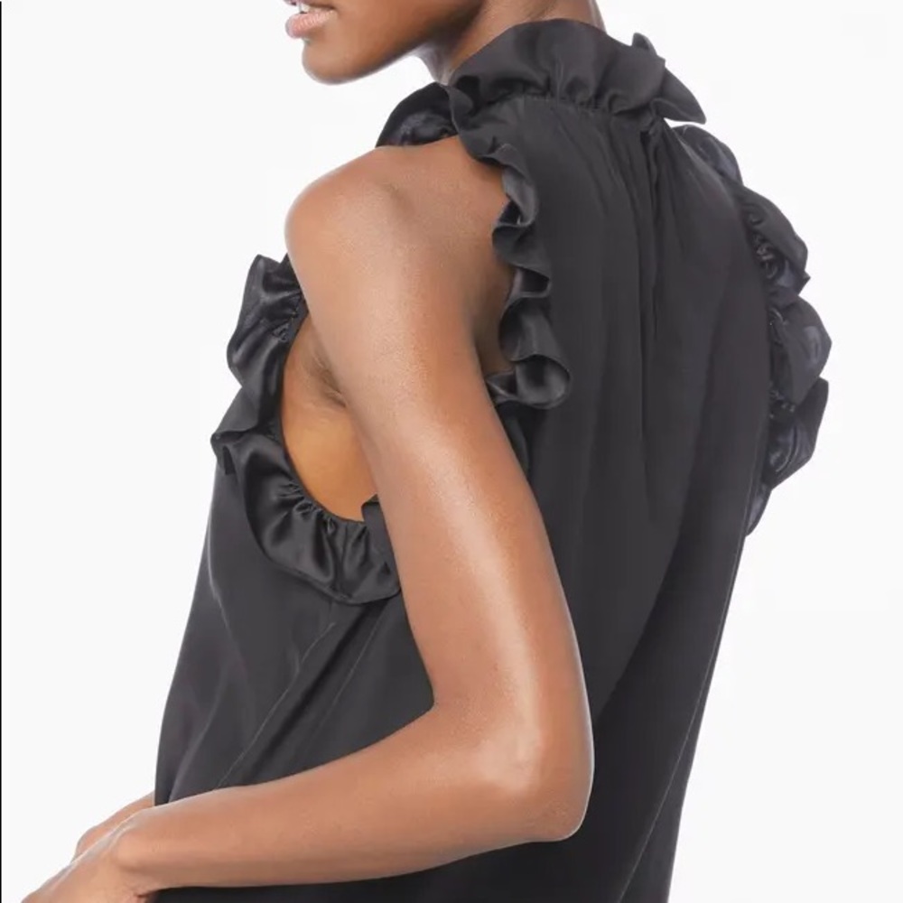Frame silk flounce ruffle hem top